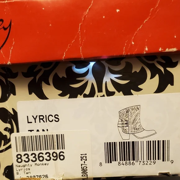 New NAUGHTY MONKEY LYRICS TAN LASER CUT PERFORATED ANKLE BOOTS 8 - Picture 9 of 9